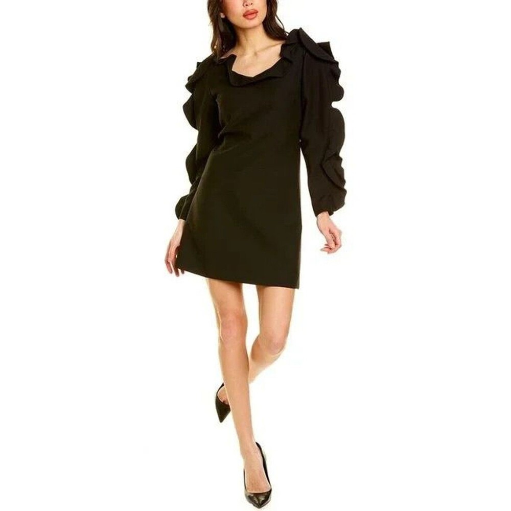 NWT $3800 VALENTINO GARAVANI Ruffled wool and silk-blend crepe dress US6, IT42